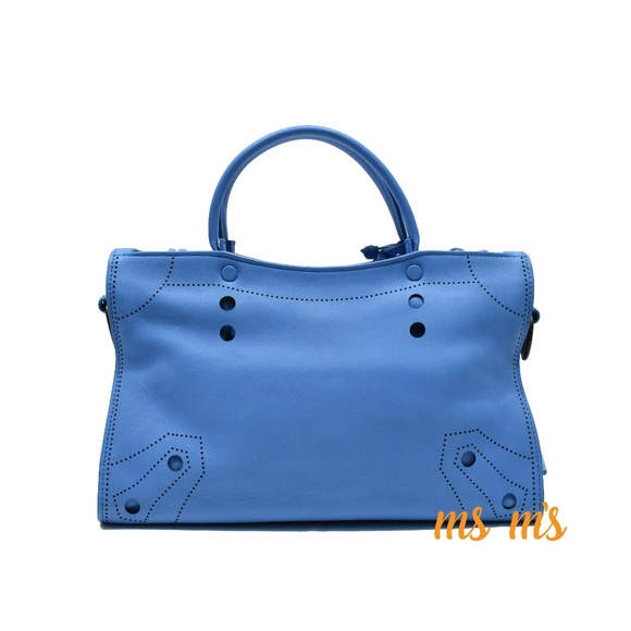 NEW Balenciaga Blue Calfskin Small City Bag - Picture 5 of 8